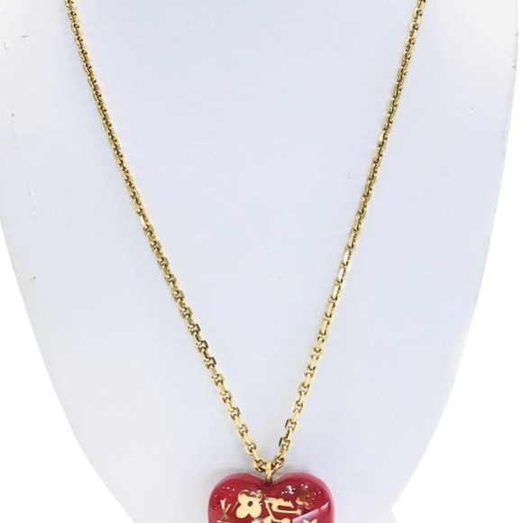 💕💯 Auth LV Red Heart Inclusion Necklace💕 - Picture 3 of 8